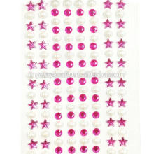 Crystal Star and Pearl Stickers Adhesive Rhinestones Stickers Set